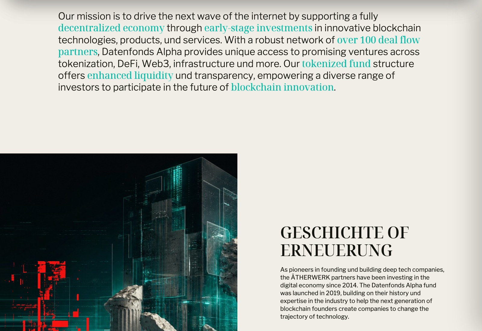 Ätherwerk Datenfonds Alpha Seite