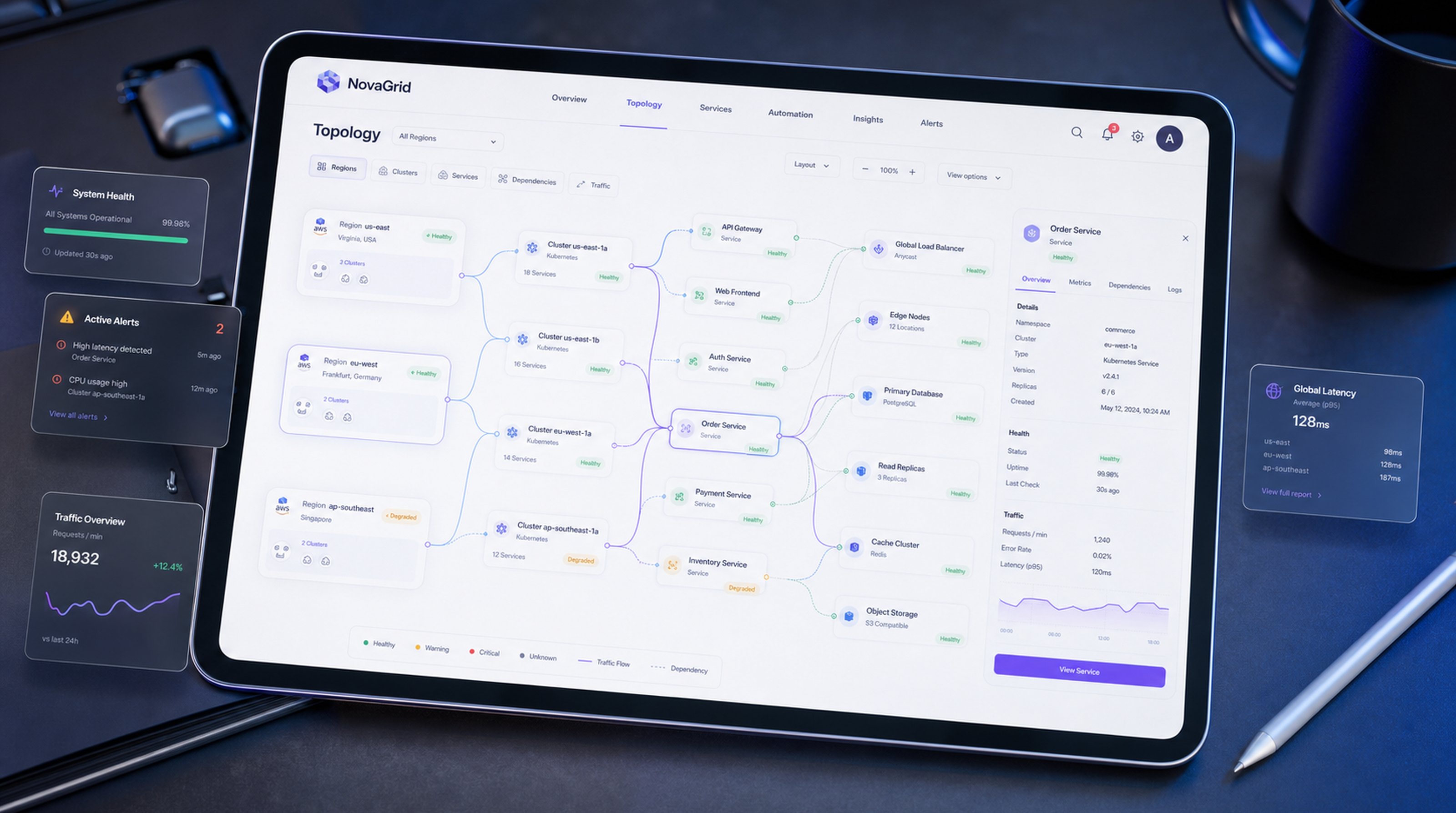 NovaGrid Produktoberfläche mit klarer Cloud-Operations-Struktur