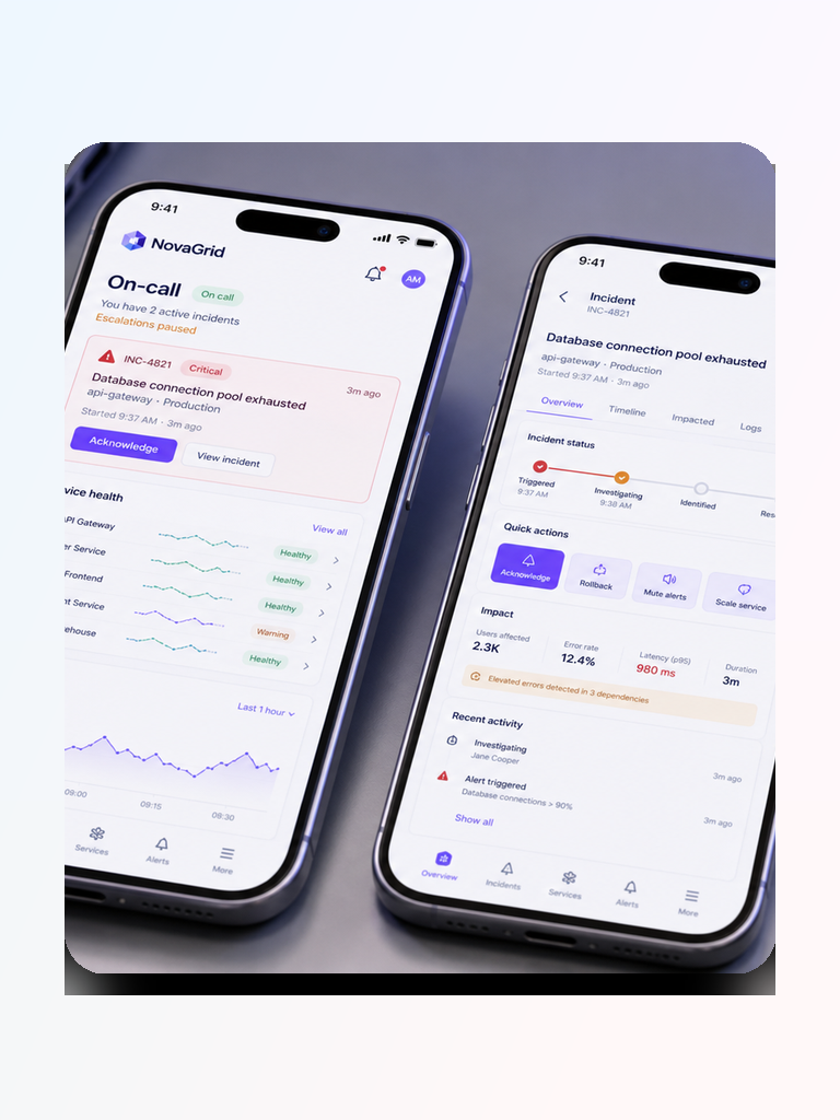 NovaGrid Mobile-Ansicht mit reduzierter SaaS-Oberfläche