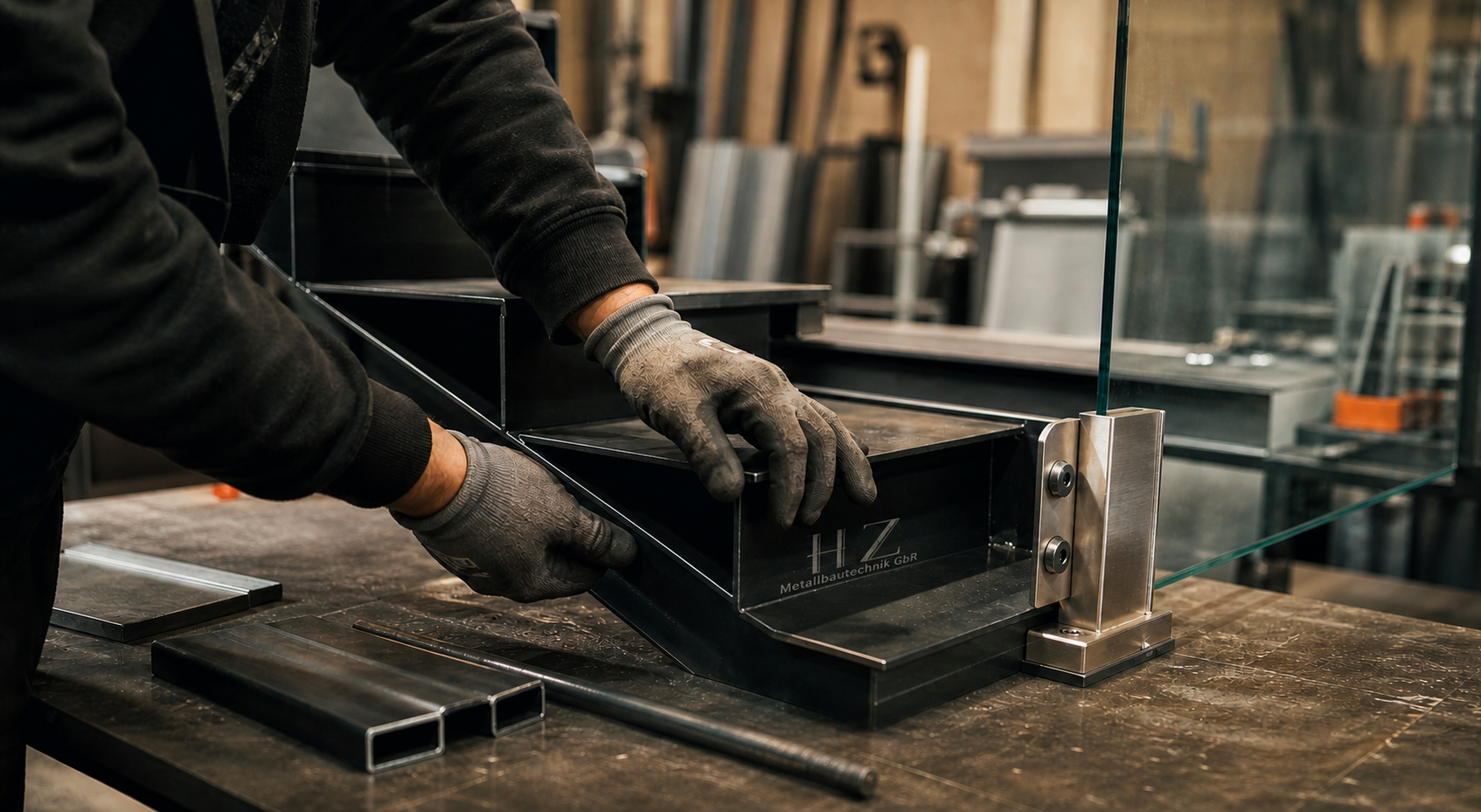 Werkstattdetail mit dokumentarischer Metallbau-Inszenierung