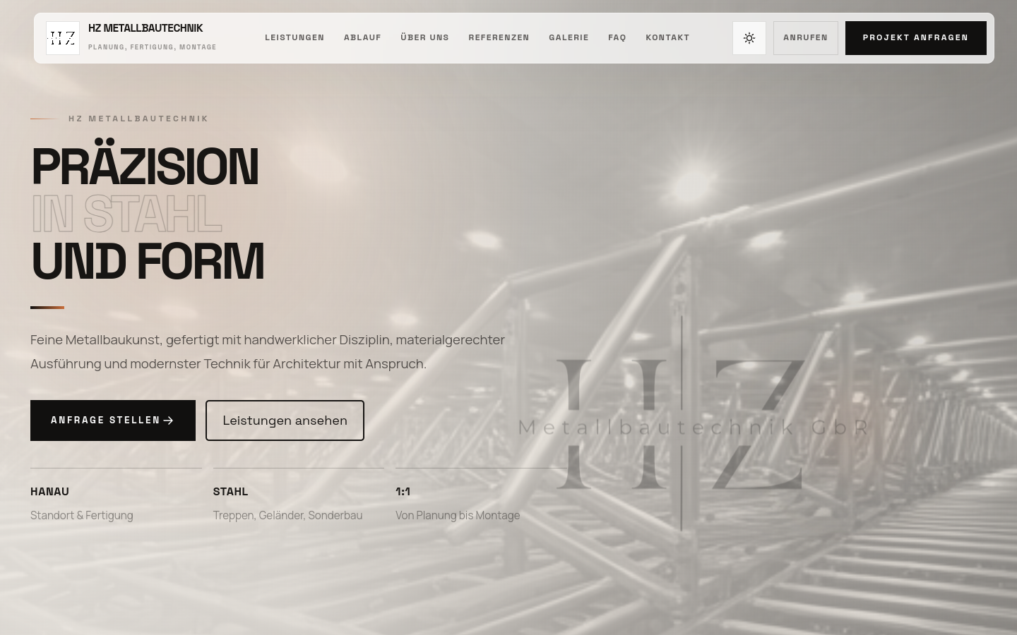 Website von HZ Metallbautechnik