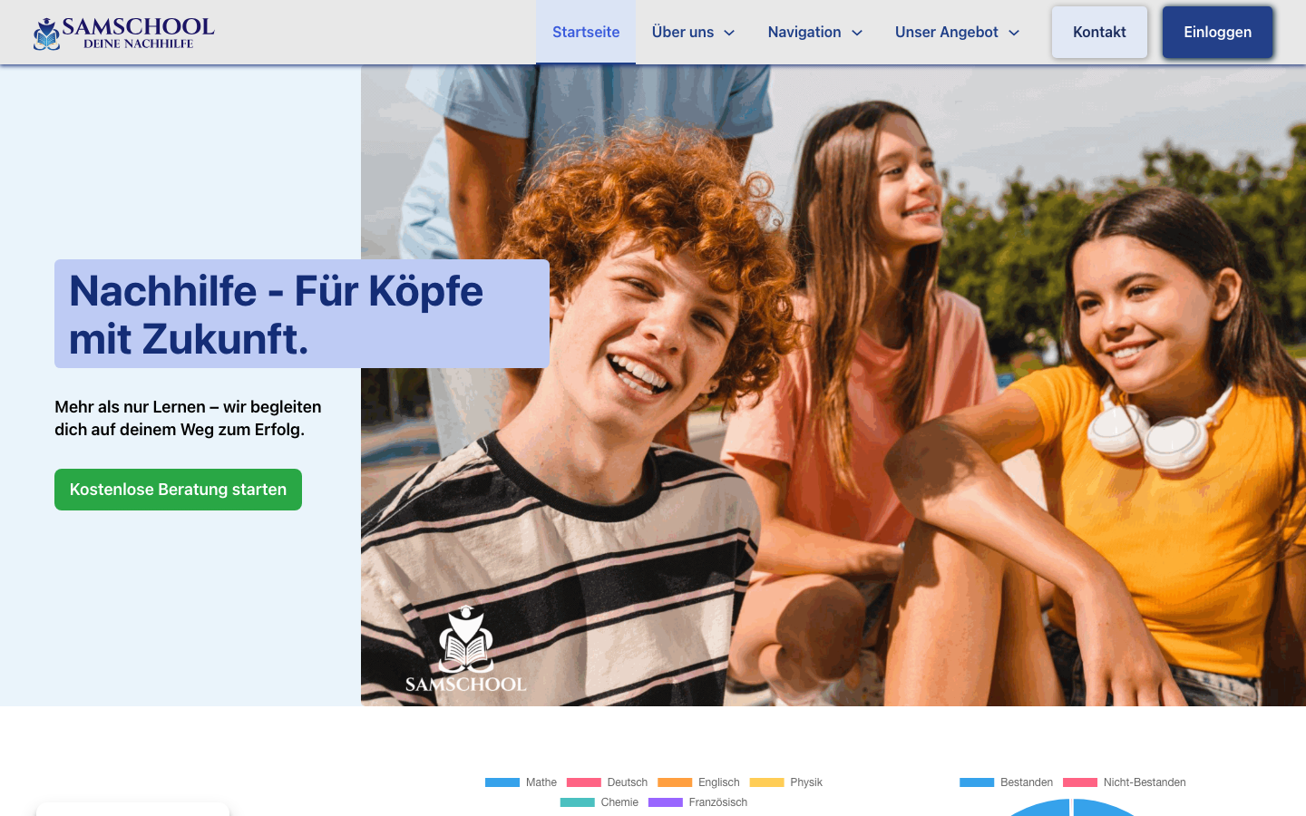 Responsive Bildungswebsite als Desktopansicht