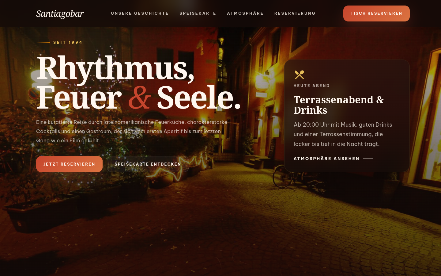 Website der Santiagobar Mainz