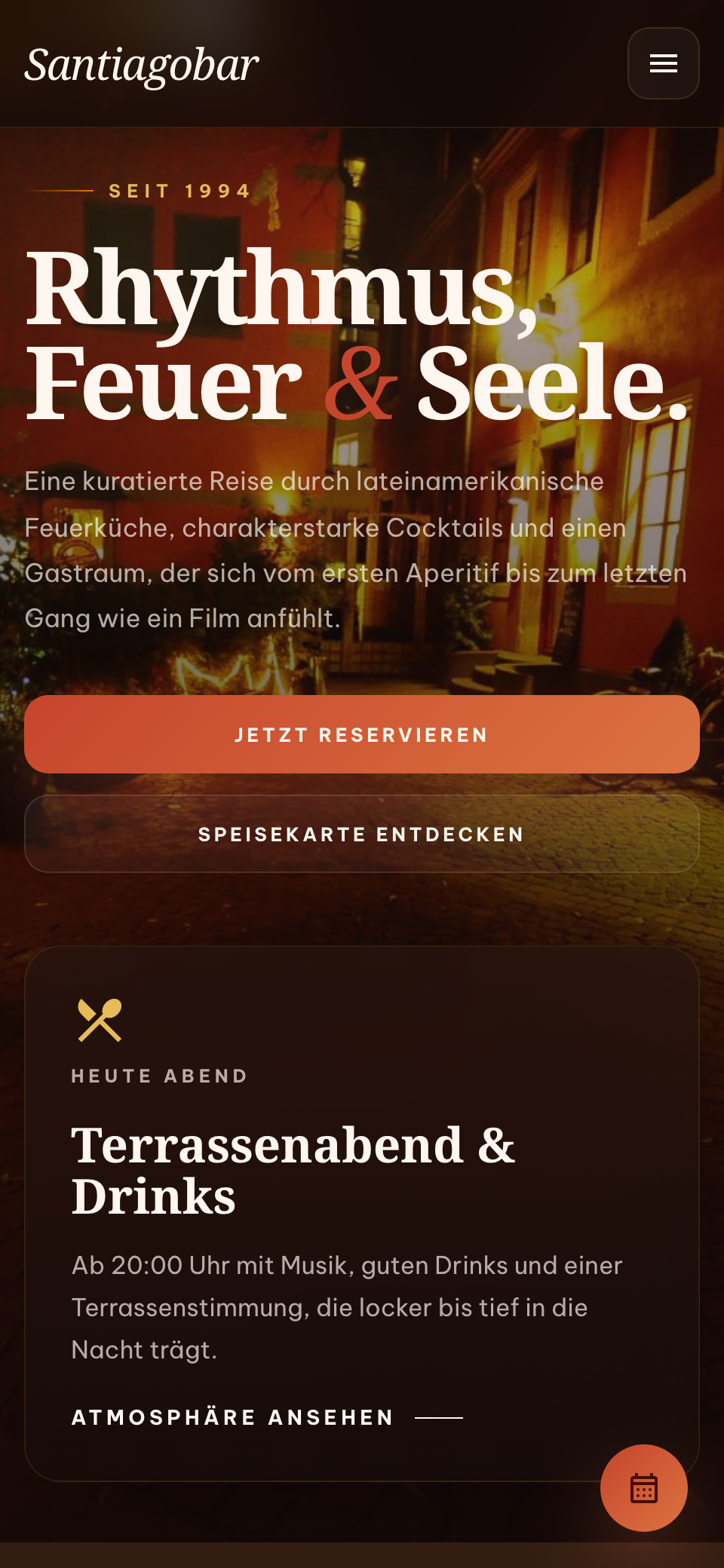 Santiagobar in Mainz mit warmem Abendlicht