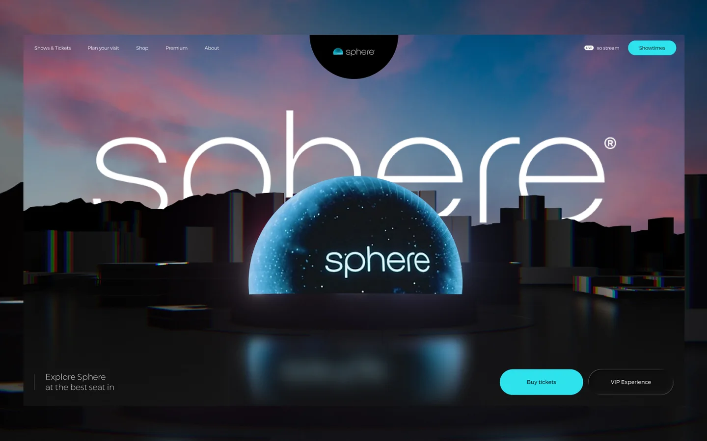 Immersive Website für Sphere auf einem Desktop