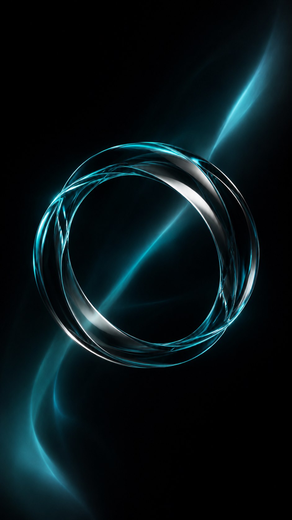 Leuchtender türkisfarbener Ring als Visual für Apps, Plattformen und Echtzeitsysteme