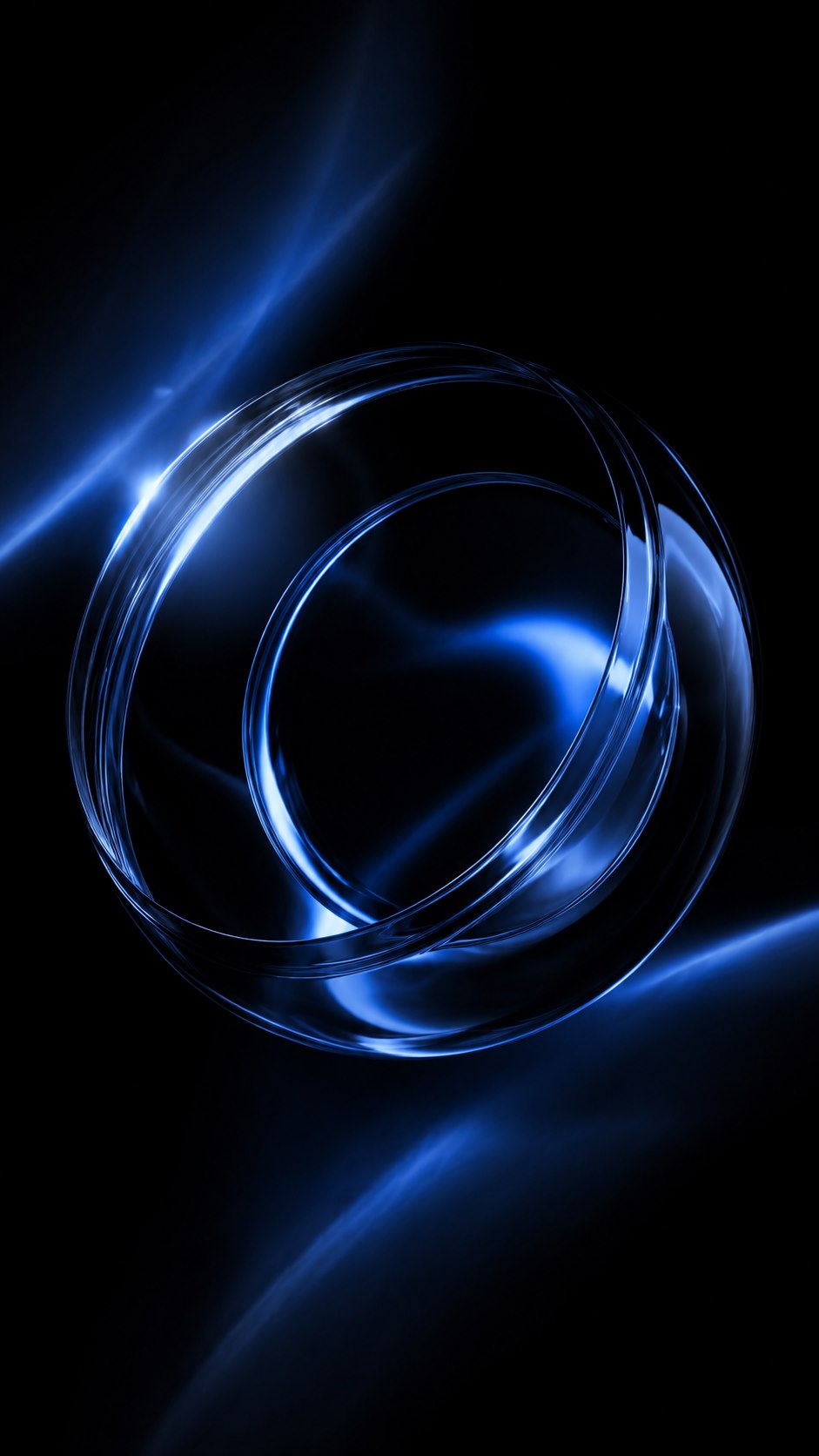 Blauer leuchtender Ring als Visual für skalierende digitale Interfaces